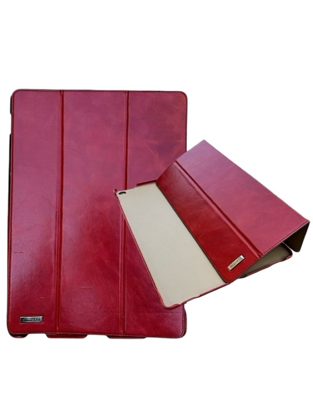 ICARER Genuine Leather Tri-Fold Stand Smart Case Cover for iPad 12”x 8 3/4”